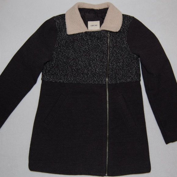 Cherokee Girls L (Bust:34"), Winter Coat with Off Center Zip Closure, Dark Gray - Picture 4 of 12